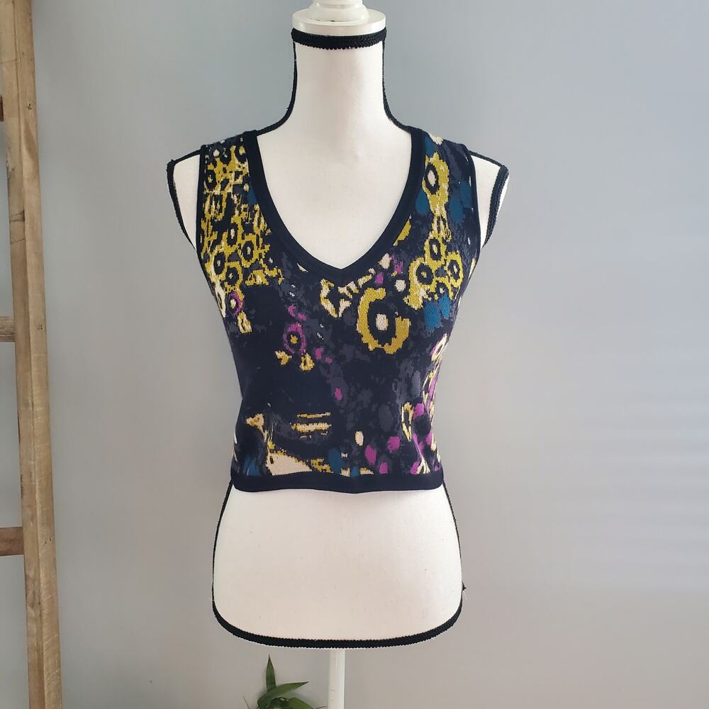 RACHEL Rachel Roy Multicolored Textured Pullover Crop Vest Size XS
